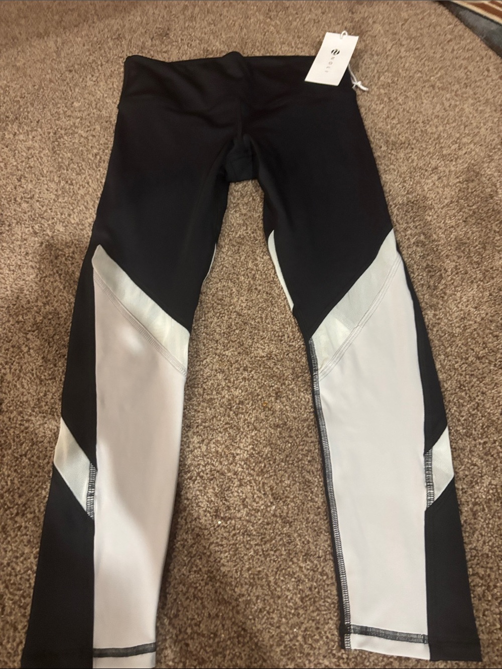 Noli Black Leggings with White Contrast Panels